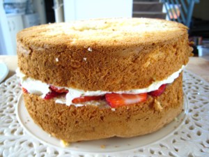 Next cover with cream and the next cake layer