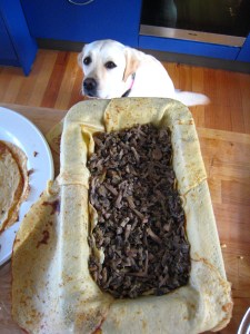 The mushroom layer with Baci watching closely