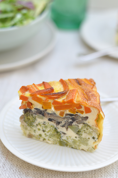 Vegetable Cake with carrots, broccoli and mushrooms