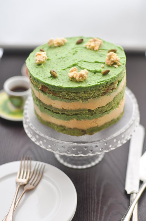 Pistachio Cake, Lemon Curd, Milk Crumbs